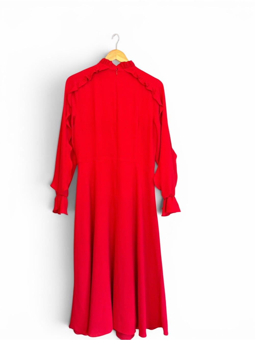 Donna Morgan Red Ruffle-Trim Long Sleeve Midi Dress - Picture 3 of 6